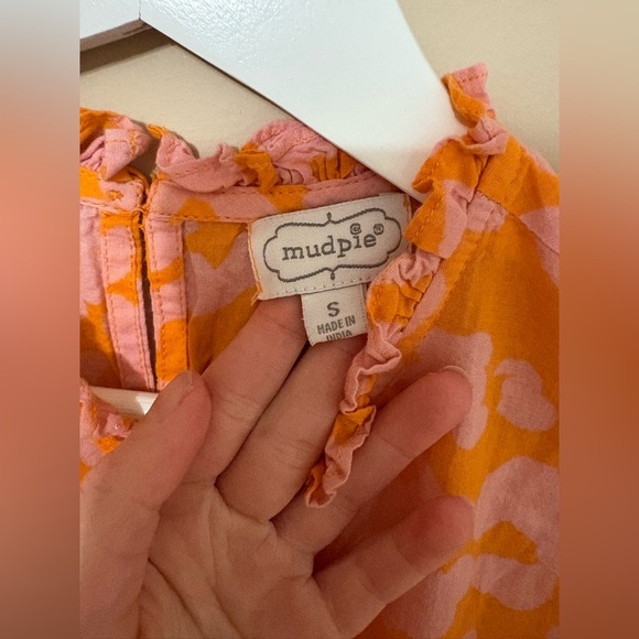 Mud Pie Orange Floral Ruffled Tiered Maxi Dress Spring Size Small - Picture 5 of 6